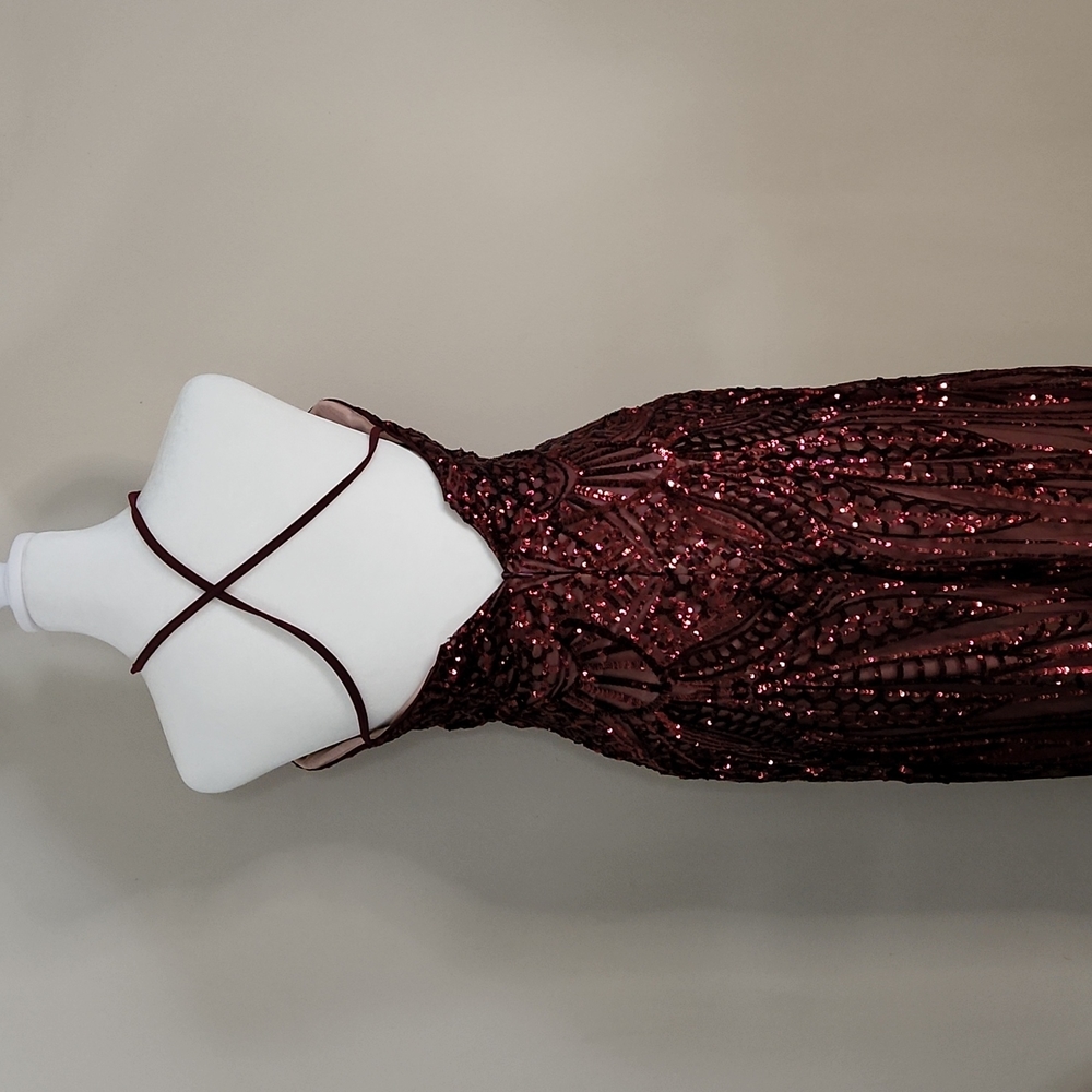 NW Nightway Sequined High Neck Backless Prom Dress - Picture 9 of 15